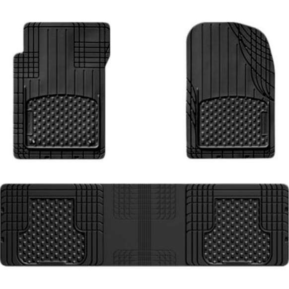11AVMOTHSB Universal Front and Rear Floor Mats, Black, Rubberized Thermoplastic, Front (27 in. Length x 19 in. Width), Rear (16 in. Length x 56 in. Width), Trim To Fit
