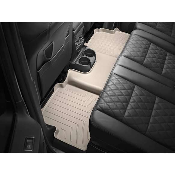 2021 GMC Yukon - Second Row Molded Floor Liner, Bucket Seating, with Bench Seating, Tan, Made of Rubberized Thermoplastic Polyolefins, FloorLiner Series