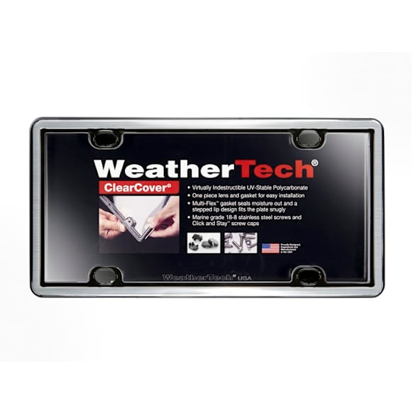 60027 License Plate Frame - Brushed Stainless with Black Trim, Eastman Durastar Polymer, Universal, Sold Individually