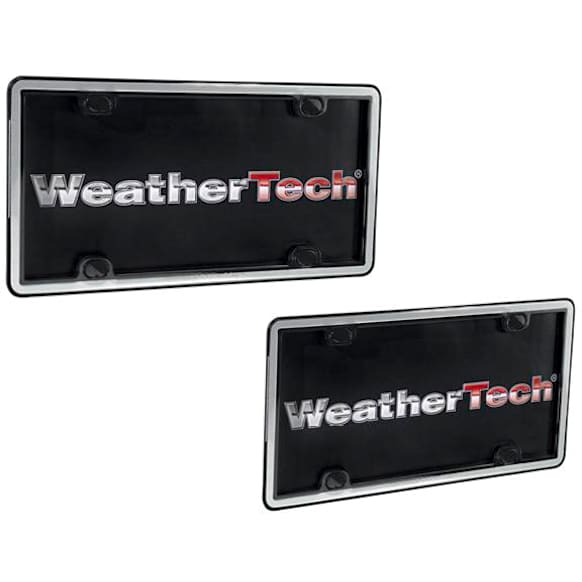 63027 License Plate Frame - Brushed Stainless with Black Trim, Eastman Durastar Polymer, Universal, Sold Individually