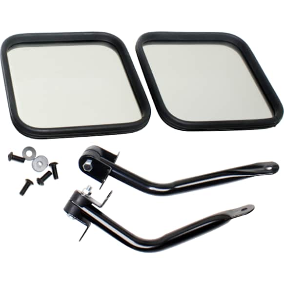 11001.07 Driver and Passenger Side RR Mirror Kits Mirror, Manual Adjust, Non-Heated, Non-Folding, Black, No Signal Light, No Memory, No Puddle Light, No Auto-Dim, No Blind Spot Feature