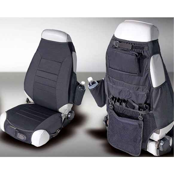 13235.01 Front Row Seat Cover, Black, Made of Fabric, Solid Design, High Back Bucket Fabric Seat Vest Series