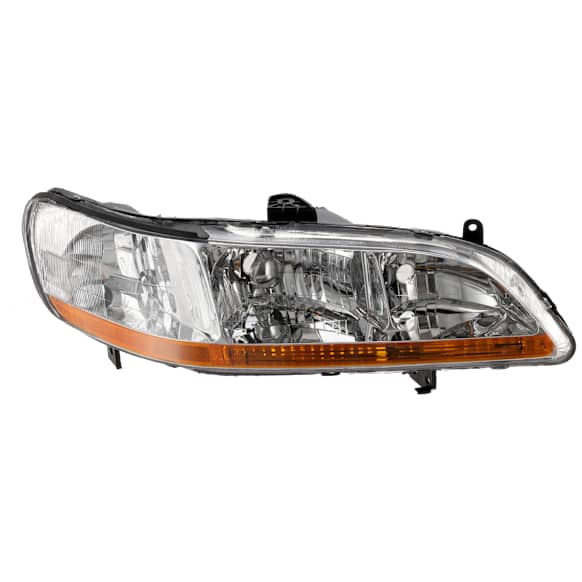 2001-2002 Honda Accord - Passenger Side Headlight, without Bulb, Halogen, Clear Lens, Chrome Interior, Coupe/Sedan