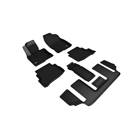 2021 Mazda CX-9 - Front, Second and Third Row KAGU Series Molded Floor Liner, Black Made of Rubber