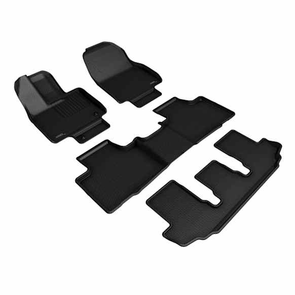 2021 Toyota Highlander - MAXpider KAGU Series, Black, Front, Second and Third Row, Molded Floor Liner, GAS, Sport Utility, With Bucket 2nd Row, Made of Rubber