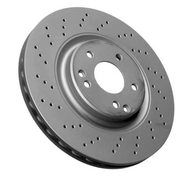 2010 Mercedes Benz SLK300 - Front, Driver or Passenger Side Brake Disc, Cross-Drilled, Vented, 330 mm, RWD,  For cars with Sport Package (Code 952)., Zimmermann Coated OE Replacement