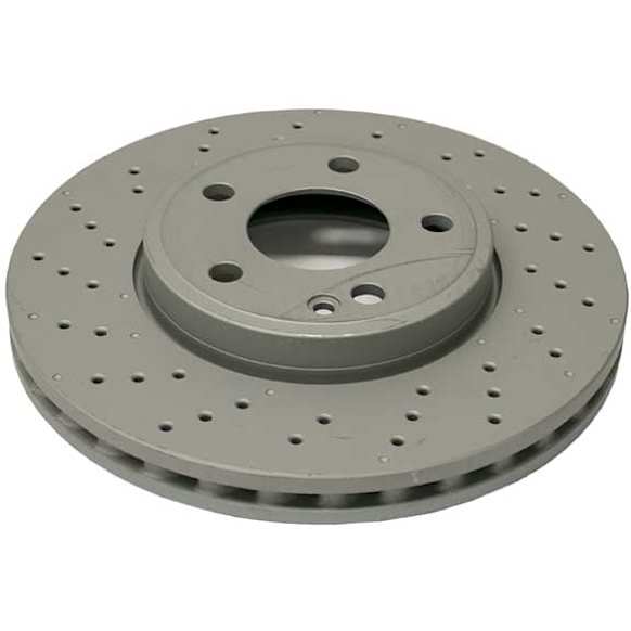 2015 Mercedes Benz CLA45 AMG - Front, Driver or Passenger Side Brake Disc, Cross-Drilled, Vented, 295 mm, AWD,  For Cars With Sport Brake Retrofit (Code 660), Zimmermann Coated OE Replacement