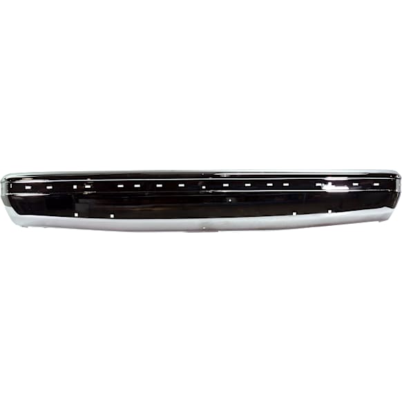 1990-1991 Ford F-Super Duty - Front Bumper, Chrome, With Molding Holes, With Impact Strip Holes, Without Mounting Brackets