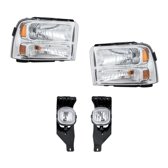 3-Piece Kit Driver and Passenger Side Halogen Headlight, With bulb(s), OE Replacement, Includes (2) Headlight and (1) Fog Light