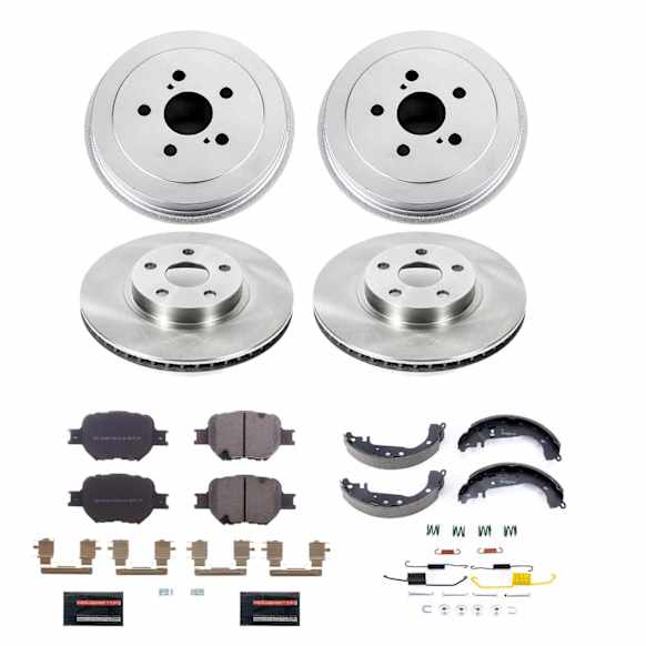 KOE15464DK 4-Wheel Set Front and Rear Brake Disc And Drum Kit, Plain Surface 5 Lugs 200 mm, Z17 OE Replacement, Includes (1) Brake Disc and Pad Kit and (1) Brake Drum and Shoe Kit