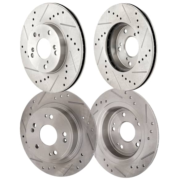 2009 Honda Accord - Front and Rear Brake Disc, Natural Finish, Cross-drilled and Slotted, Front-Vented/Rear-Solid, 5 Lugs, Front-281.94 mm/Rear-281.69 mm, 2.4L 4Cyl, Pro-Line Series