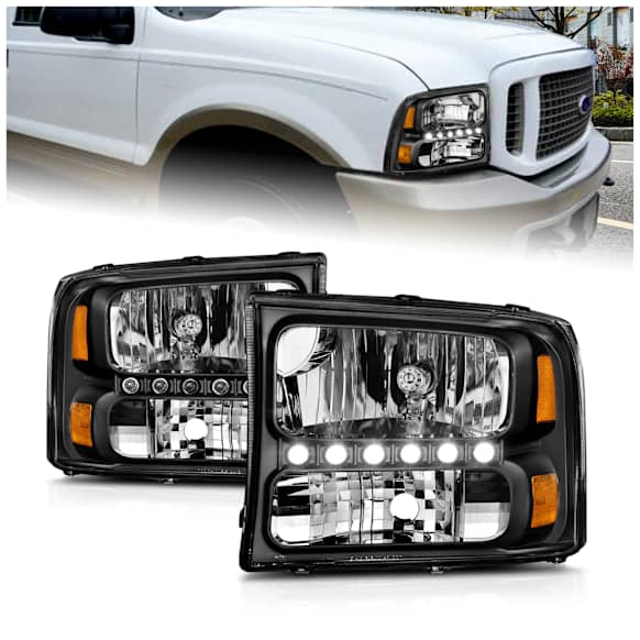 111106 Driver and Passenger Side Headlight, With bulb(s), Halogen, Cab & Chassis|Crew Cab Pickup|Extended Cab Pickup|Sport Utility|Standard Cab Pickup