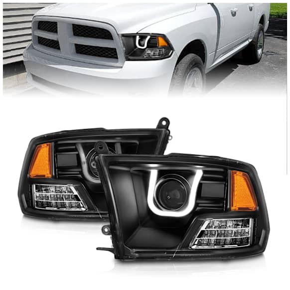 111270 Driver and Passenger Side Halogen Headlight, With bulb(s), Clear Lens, Black Interior, U-Bar Projector Series