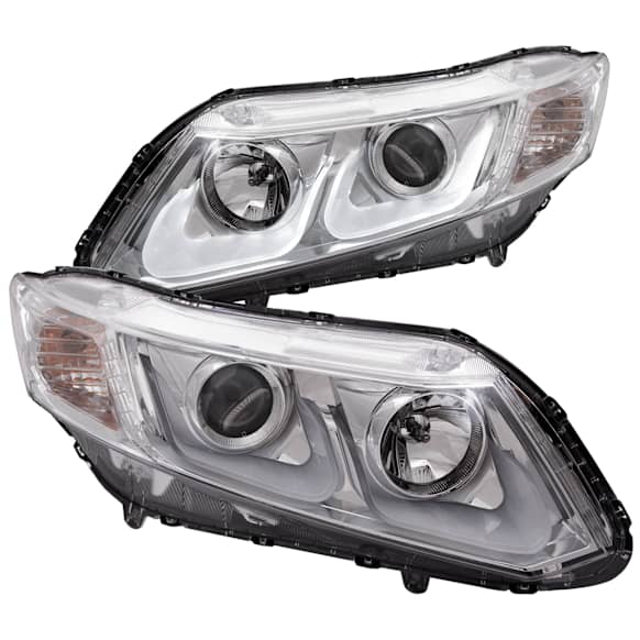 121478 Driver and Passenger Side Halogen Headlight, With bulb(s), Clear Lens, Chrome Interior, U-Bar Projector Series