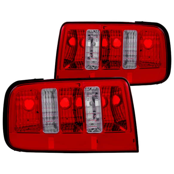 221166 Driver and Passenger Side Halogen Tail Light, Without bulb(s), Red & Clear Lens, Chrome Interior, Euro Series