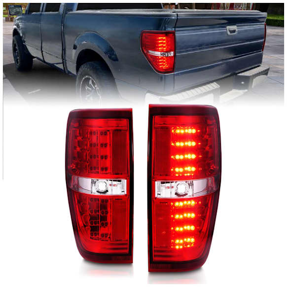 311139 Driver and Passenger Side LED Tail Light, With bulb(s), Red & Clear Lens, Chrome Interior, LED Series