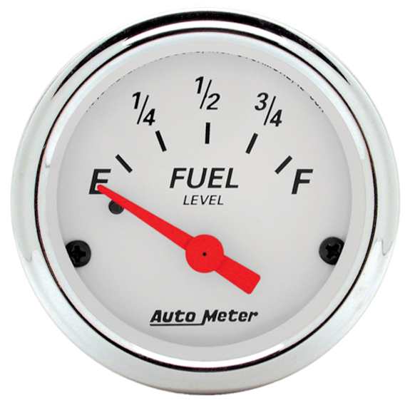 1315 Arctic White Series Gauge, Fuel Level, 2 1/16in. 0olme To 90, Electric