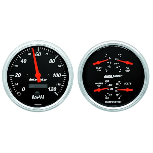 1403 Designer Black Series Gauge Kit, 2 Pc. Quad & Speedometer, 5in.