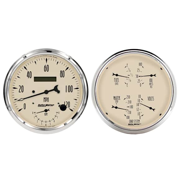 1852 Antique Beige Gauge Kit, 2 Pc. Quad & Tach/Speedo, 5in.