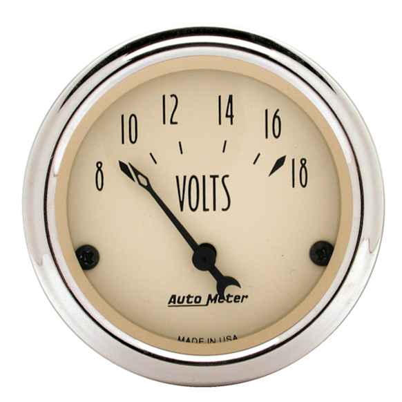 1891 Antique Beige Series Gauge, Voltmeter, 2 1/16in. 18V, Electric