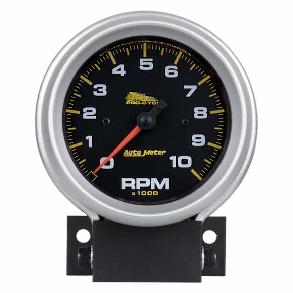 19202 Pro-Cycle Series Gauge, Tach, 3 3/4in. 10K Rpm, 2 & 4 Cylinder, Black.
