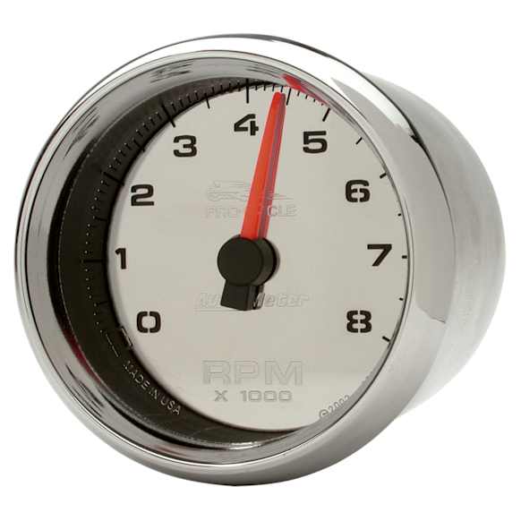 19308 Pro-Cycle Series Gauge, Tach, 2-5/8in. 8K Rpm, 2&4 Cylinder, Chrome.