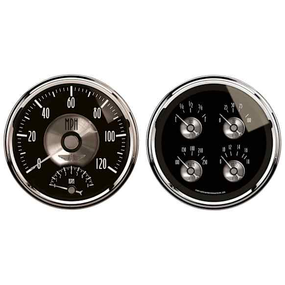 2005 Gauge Kit, 2 Pc. Quad & Tach/Speedo, 5in. Prestige Blk. Diamond