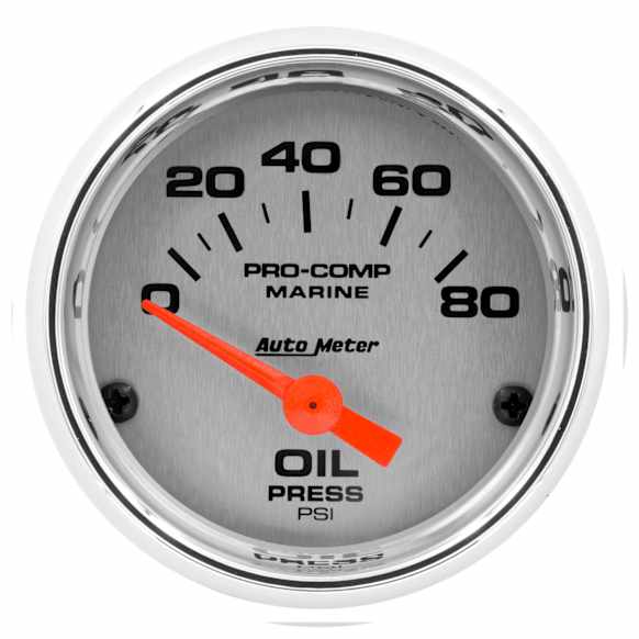 200744-35 Marine Chrome Gauge, Oil Pressure, 2 1/16in. 80Psi, Electric.