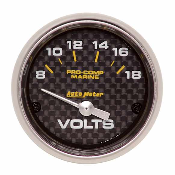 200756-40 Marine Carbon Fiber Gauge, Voltmeter, 2 1/16in. 18V, Electric.