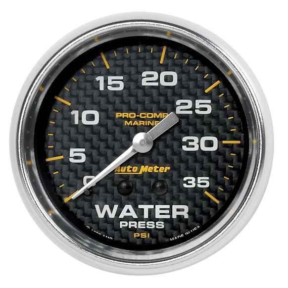 200773-40 Marine Carbon Fiber Gauge, Water Press, 2 5/8in. 35Psi, Mechanical.