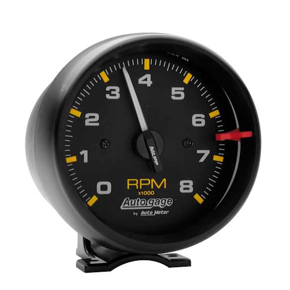 2300 Autogage Series Gauge, Tachometer, 3 3/4in. 8K Rpm, Pedestal, Blk Dial Blk Case.