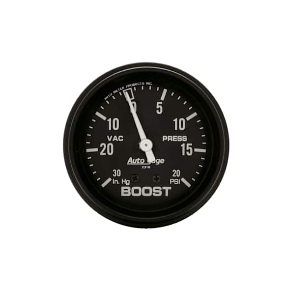 2310 Autogage Series Gauge, Vac/Boost, 2 5/8in. 30Inhg-20Psi, Mechanical, Black.