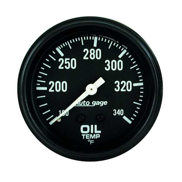 2314 Autogage Series Gauge, Oil Temperature, 2 5/8in. 100-340f, Mechanical, Black.