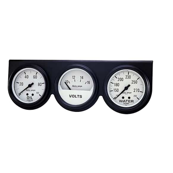 2328 Autogauge Series Gauge Console, Oilp/Wtmp/Volt, 2 5/8in. 100Psi/280f/16V, Wht Dial, Blk Bzl.