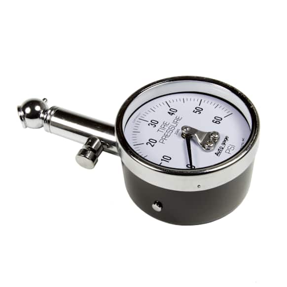 2343 Autogage Series Gauge, Tire Pressure, Analog, 60Psi, White Dial, W/ Peak Hold.