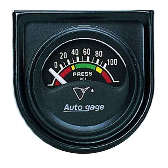2354 Autogage Series Gauge Console, Oil Press, 1.5in. 100Psi, Elec, Blk Dial, Blk Bezel.