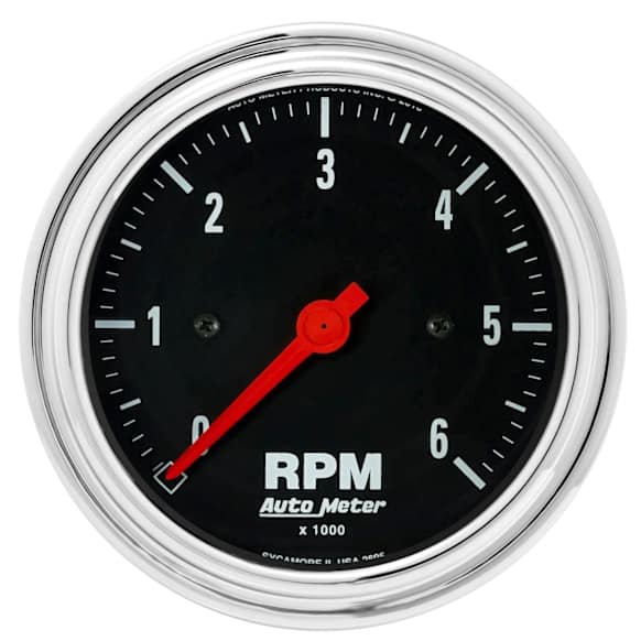 2495 Traditional Chrome Series Gauge, Tachometer, 3 3/8in. 6K Rpm, In-Dash.