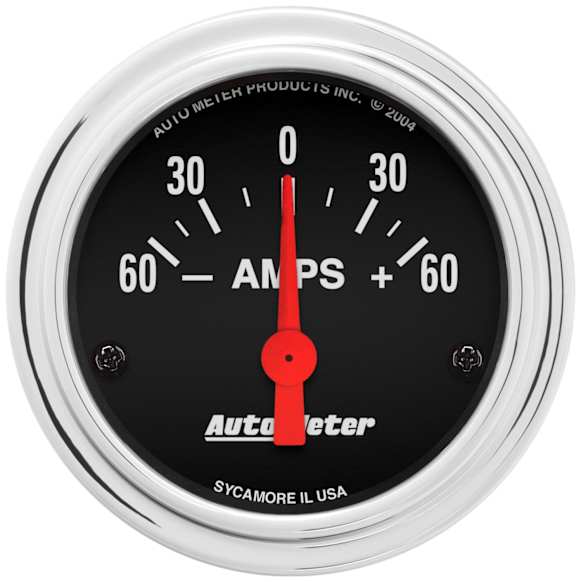 2586 Traditional Chrome Series Gauge, Ammeter, 2 1/16in. 60A, Electric.
