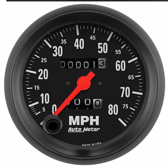 2690 Z-Series Gauge, Speedometer, 3 3/8in. 80Mph, Mechanical.