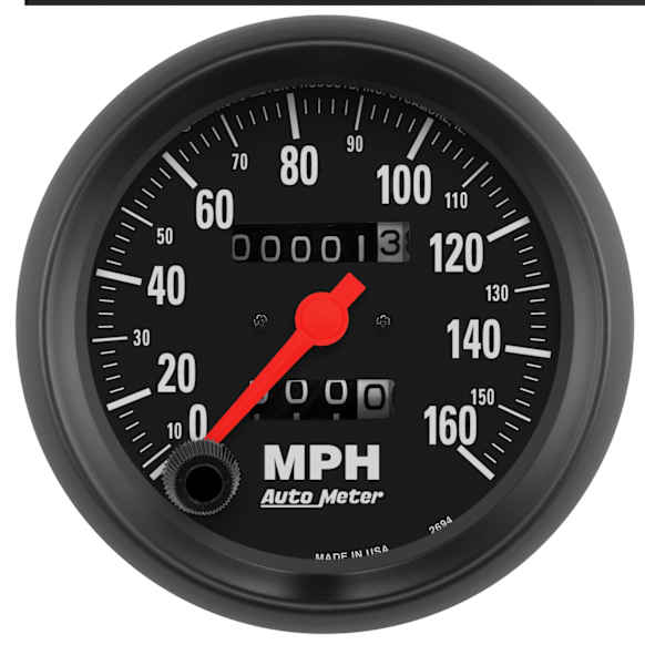 2694 Z-Series Gauge, Speedometer, 3 3/8in. 160Mph, Mechanical.