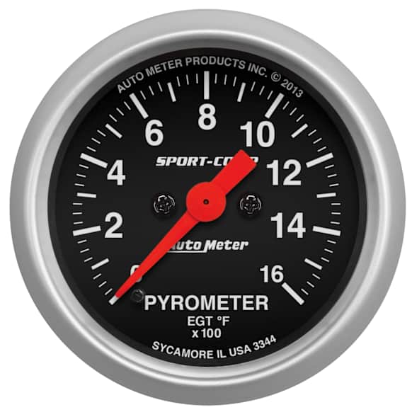 3344 Sport-Comp Series Gauge, Pyrometer (Egt), 2 1/16in. 1600f, Digital Stepper Motor.