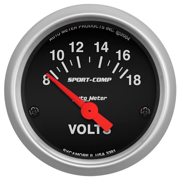 3391 Sport-Comp Series Gauge, Voltmeter, 2 1/16in. 18V, Electric