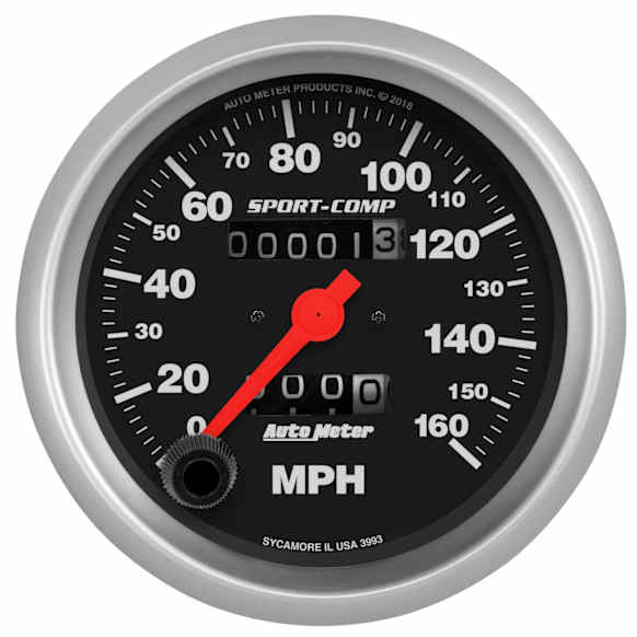 3993 Sport-Comp Series Gauge, Speedometer, 3 3/8in. 160Mph, Mechanical.