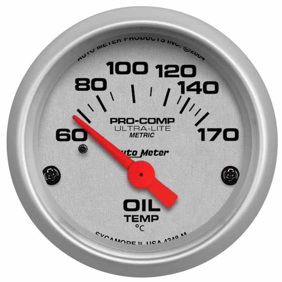 4348-M Ultra-Lite Series Gauge, Oil Temp, 2 1/16in. 60-170f, Electric.