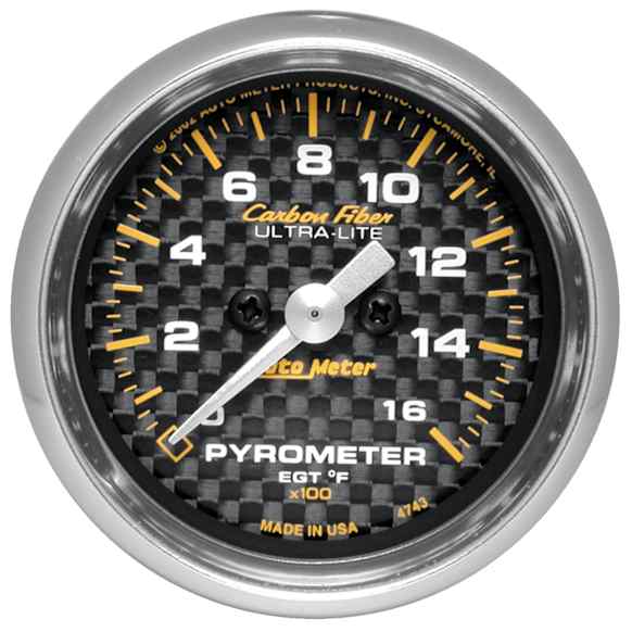 4744 Carbon Fiber Series Gauge, Pyrometer (Egt), 2 1/16in. 1600f, Stepper Motor.