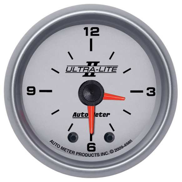 4985 Ultra-Lite II Series Gauge, Clock, 2 1/16in. 12Hr, Analog.