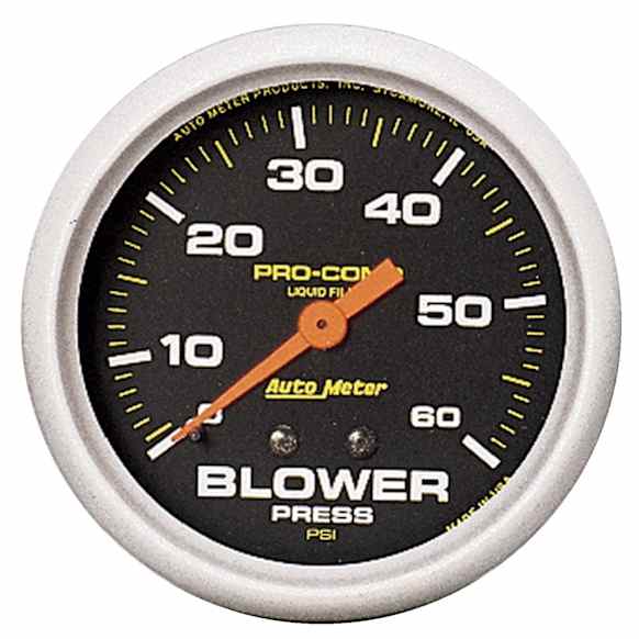 5403 Pro-Comp Series Gauge, Blower Press, 2 5/8in. 60Psi, Liquid Filled Mech W/Peak Mem.