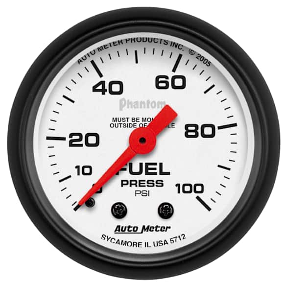 5712 Phantom Series Gauge, Fuel Pressure, 2 1/16in. 100Psi, Mechanical.