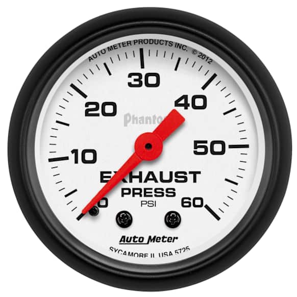 5725 Phantom Series Gauge, Exhaust Press, 2 1/16in. 60Psi, Mechanical.