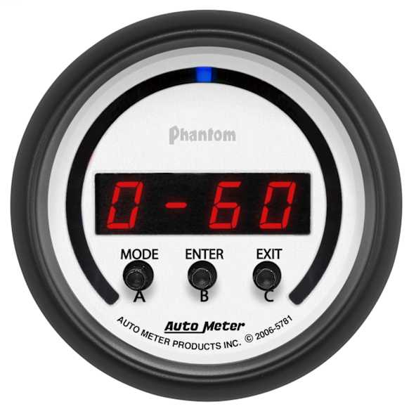 5781 Phantom Series Gauge, Perform Meter, 2 1/16in. 1/4 Mile/Hp/0-60/60-0/G Forces, Digital.